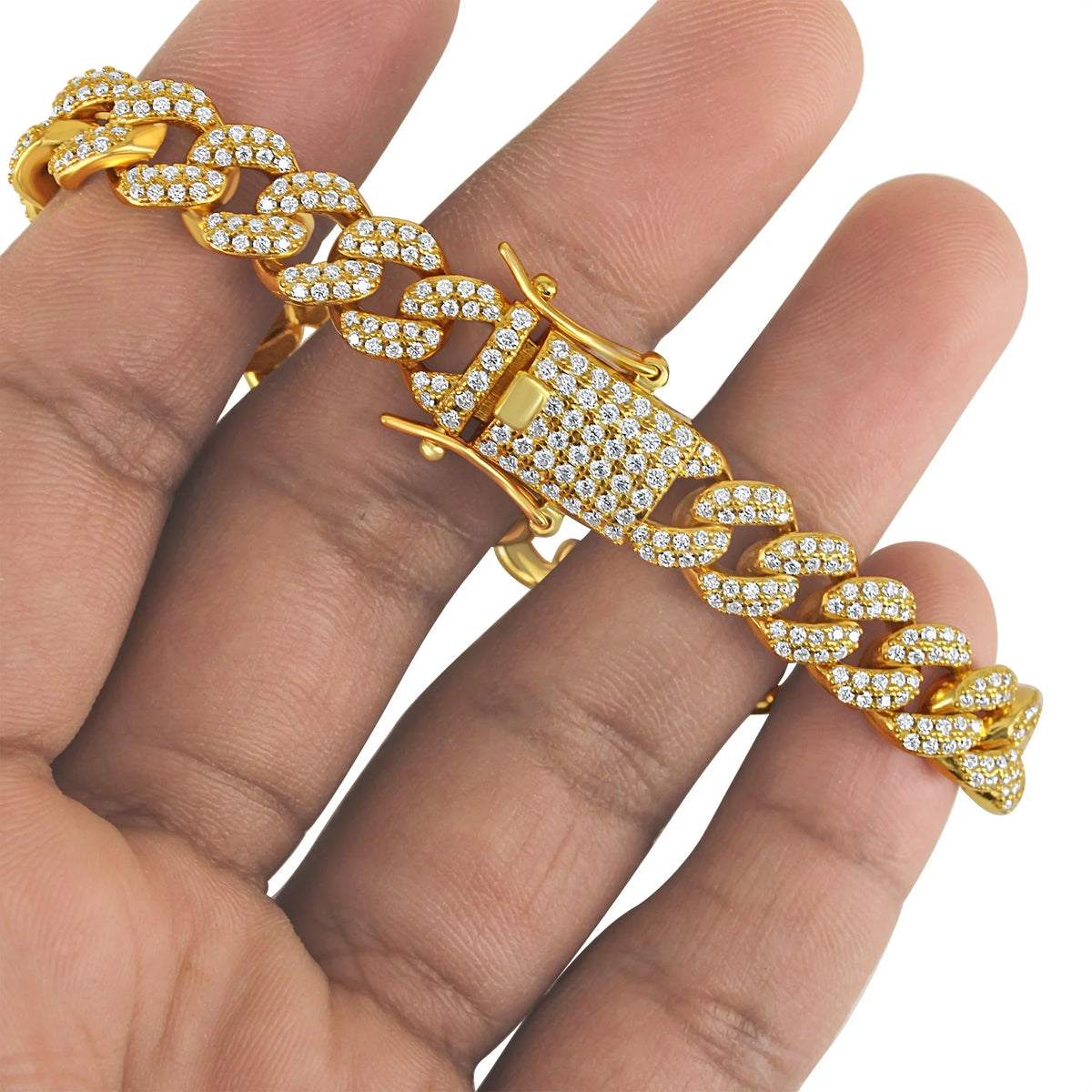 Sterling Silver Moissanite Diamond 12mm Iced Miami Cuban 8 Inch Bracelet Mens Custom Passes Diamond Tester