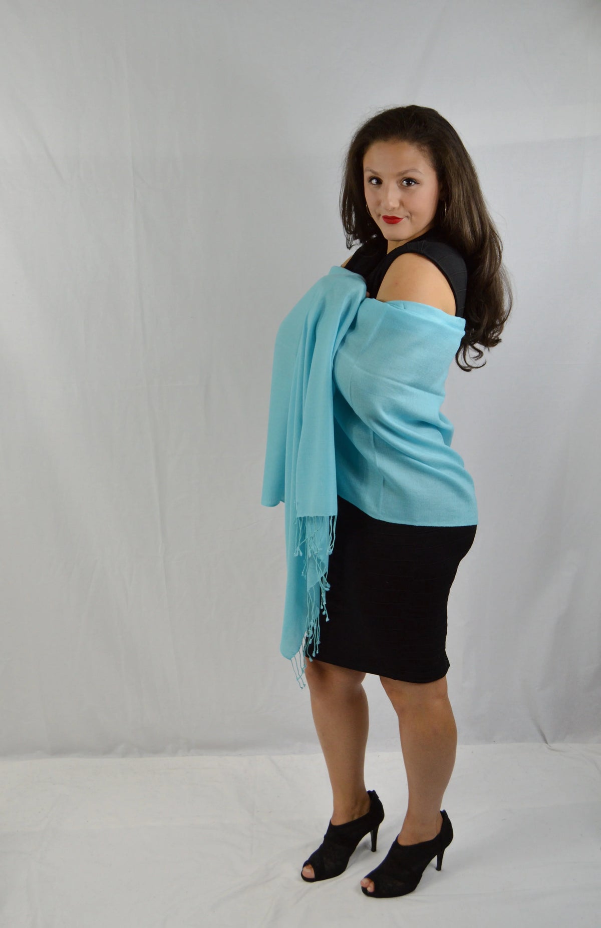 Fancy Shawl/Sheer Shawl/Summer Fluid Pashmina Shawl/Light weight Shawl/Evening Shawl/Pashmina Shawl/Scarf/Scarves (Tiffany Blue Regular Shawl)