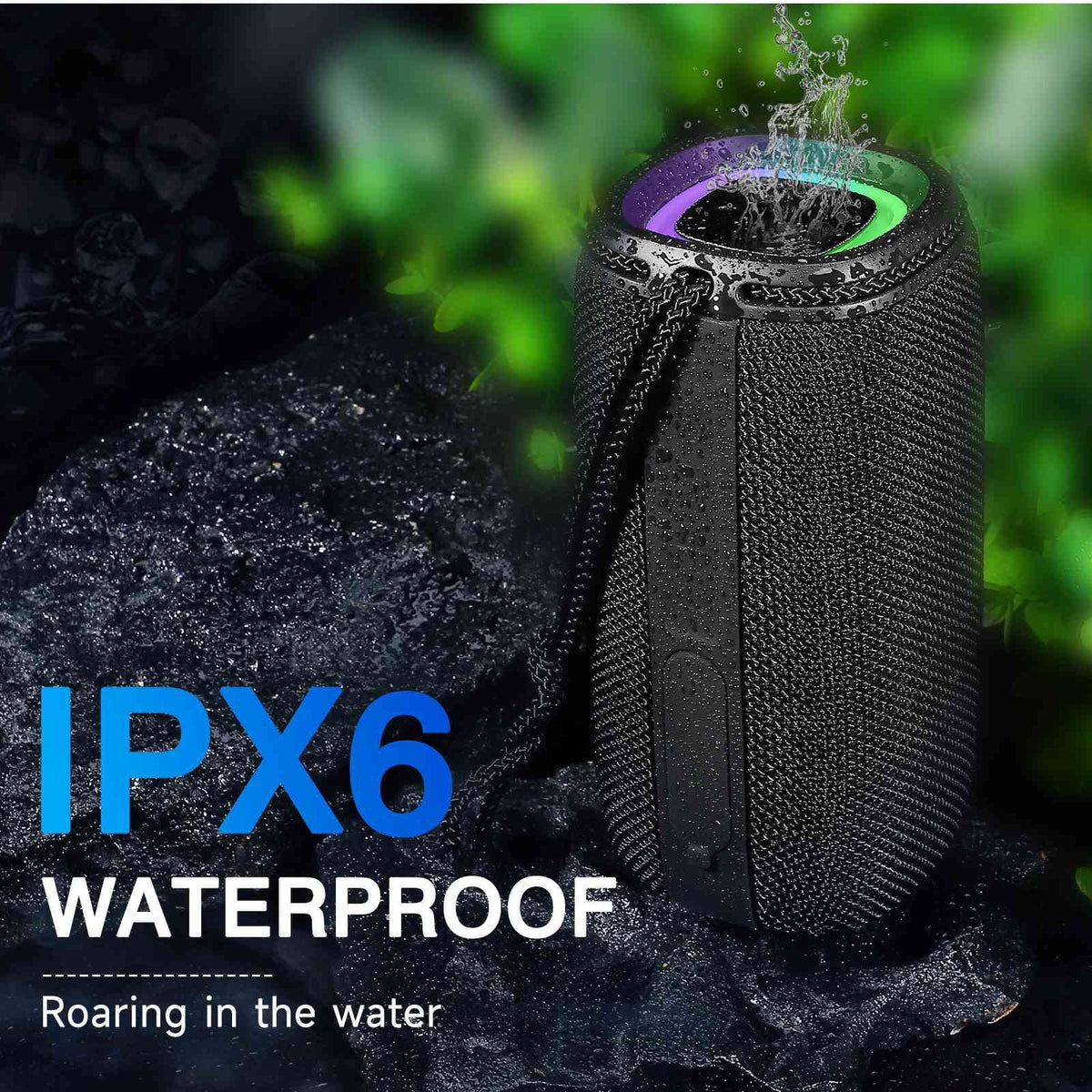UrbanX X808 Bluetooth Speaker, IPX5 Liquid Speakers 360° HD Surround Sound with Punchy Bass, True Wireless Pairing, BT5.3, Portable Speaker for G7 One - Black