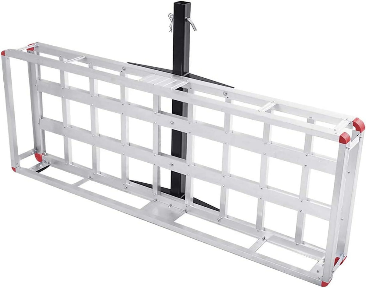 Hitch Cargo Carrier, Aluminum Trailer Hitch Cargo Carrier Fits 2” Receiver, 60” x 22” x 7” Mount Luggage Rack, Vehicle Cargo Basket for SUV, Truck, Car, 500LBS Capacity