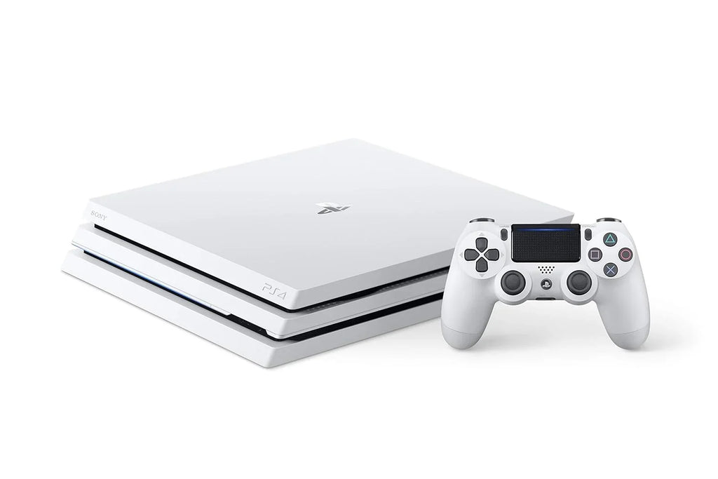 PlayStation 4 Pro 1TB Gaming Console Glacier White HDMI Cable With BOLT AXTION Cleaning Kit Bundle Like New