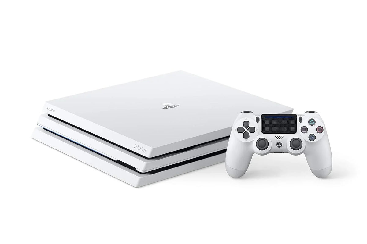 PlayStation 4 Pro 1TB Gaming Console Glacier White HDMI Cable With BOLT AXTION Cleaning Kit Bundle Like New