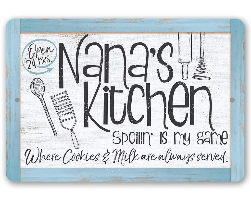 Metal Sign - Nana's Kitchen - Tough Metal Sign - Use Indoor/Outdoor - Makes a Great Kitchen Decor and Housewarming Gift Under $25 (12" x 18")