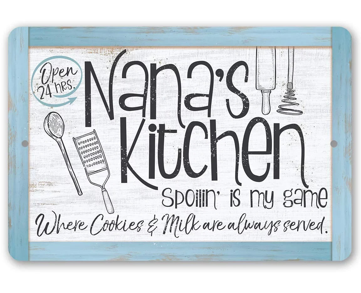 Metal Sign - Nana's Kitchen - Tough Metal Sign - Use Indoor/Outdoor - Makes a Great Kitchen Decor and Housewarming Gift Under $25 (12" x 18")