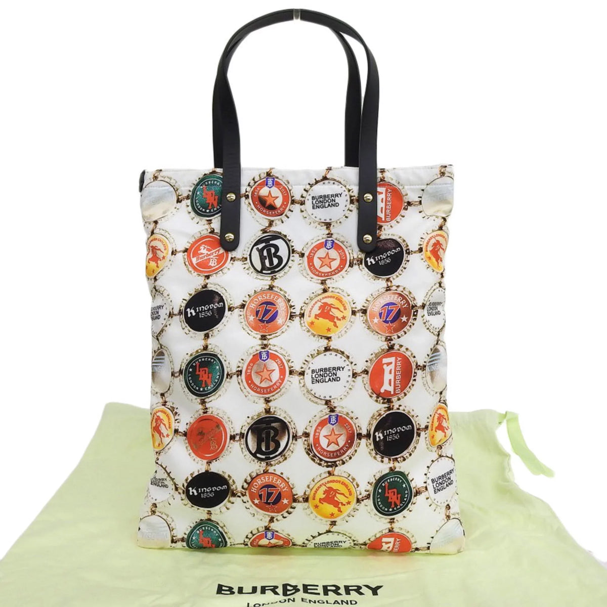 Pre-Owned Burberry BURBERRY bottle cap pattern tote bag handbag nylon multicolor 8022365 (Like New)