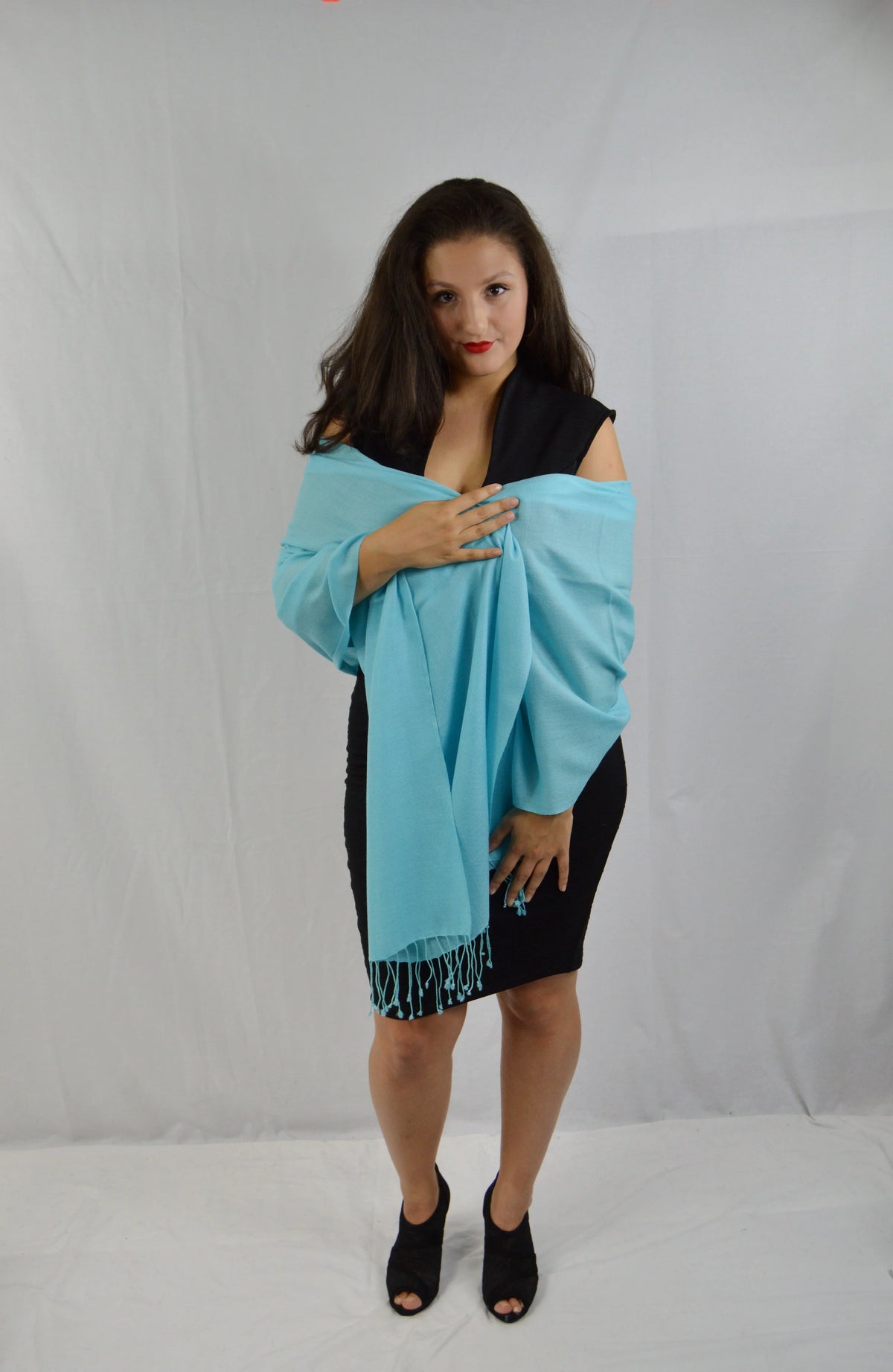 Fancy Shawl/Sheer Shawl/Summer Fluid Pashmina Shawl/Light weight Shawl/Evening Shawl/Pashmina Shawl/Scarf/Scarves (Tiffany Blue Regular Shawl)