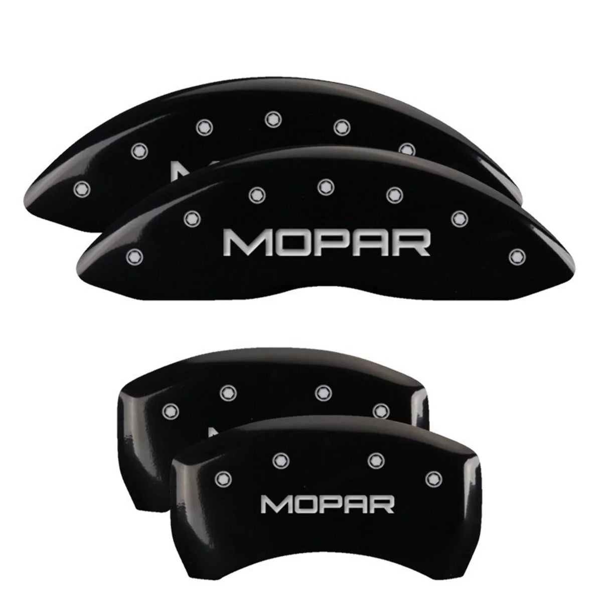 MGP 4 Caliper Covers Engraved Front & Rear MOPAR Black finish silver ch Fits select: 2013 CHRYSLER 300, 2012 CHRYSLER 300C LIMITED