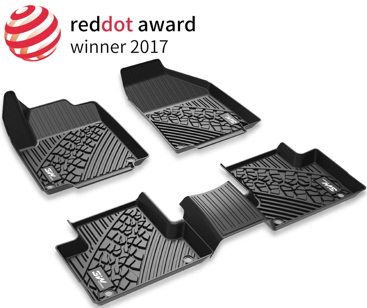 3W Floor Mats for Jeep Compass 2017-2023 Full Set Front and Rear 2 Rows seat Floor Liner with All Weather Odorless TPE (New Body Style Only), Black