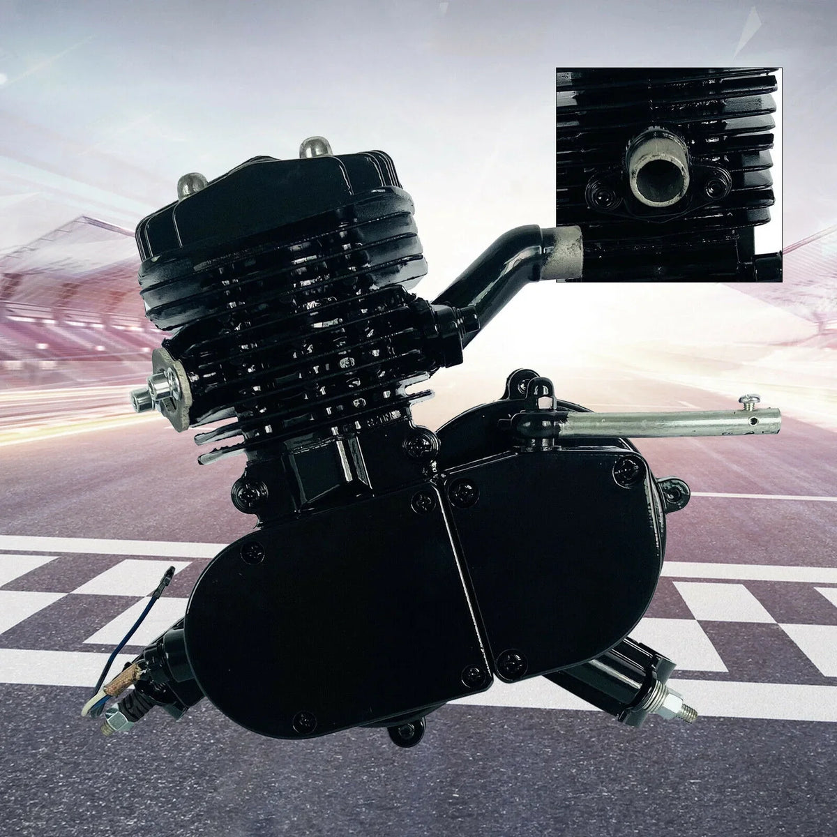 80CC 2-Stroke Petrol Gas Motor Engine Bike Single Cylinder Air-cooled Engine Pull Start for Bicycle Motorized 2.94KW 6500r/min